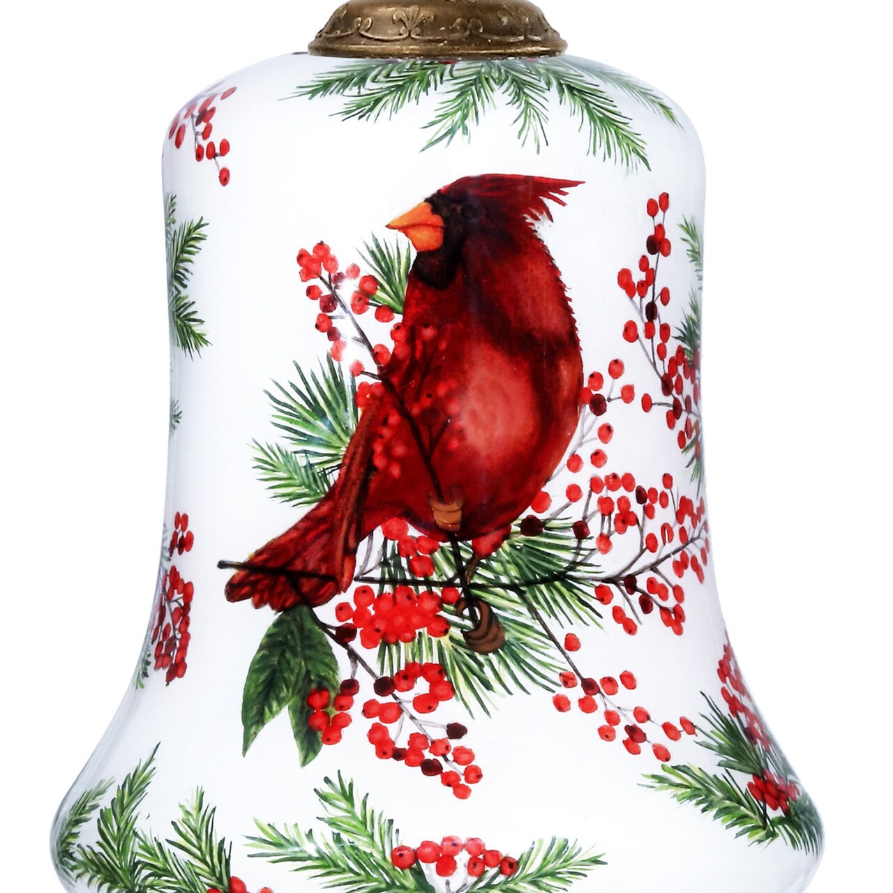 Edge Collections - 4" x 3" - Red - Hand-Painted Cardinal Glass Ornament - 1 Piece